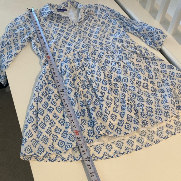 Ro’s Garden Deauville Dress Blue White Block Print oversize shirt dress small - Picture 11 of 14